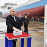 Bakı gəmiqayırma zavodunda inşa edilmiş “Laçın” adlı ilk tankerin istismara verilməsi mərasimi