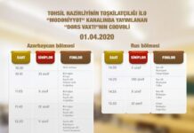 “Dərs vaxtı”nın 1 aprel cədvəli Teledərs