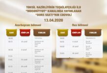 “Dərs vaxtı”nın 13 aprel cədvəli dərc edilib "Dərs vaxtı"nın 13 aprel cədvəli