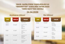 “Dərs vaxtı”nın 24 aprel cədvəli dərc edilib "Dərs vaxtı"nın 24 aprel cədvəli