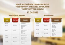 “Dərs vaxtı”nın 27 aprel cədvəli dərc edilib