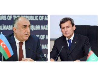 Azərbaycan Respublikasının Xarici işlər naziri Elmar Məmmədyarov və Türkmənistan Xarici işlər naziri Rəşid Meredov