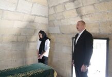 İlham Əliyev Pirsaat Baba ziyarətgahının yenidən qurulması işləri ilə tanış olub Azərbaycan Respublikasının Prezidenti İlham Əliyev və birinci xanım Mehriban Əliyeva