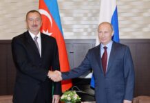 Vladimir Putin İlham Əliyevi təbrik edib Rusiya Federasiyasının Prezidenti Vladimir Putin və Azərbaycan Respublikasının Prezidenti İlham Əliyev