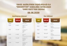 “Dərs vaxtı”nın 8 iyun cədvəli dərc edilib