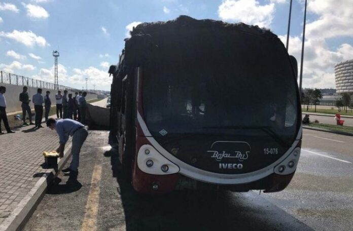 Bakıda avtobusda baş vermiş yanğın