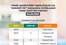 Növbəti teledərslərin cədvəli açıqlanıb teledərslərin cədvəli