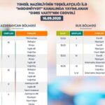 teledərslərin cədvəli