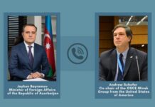 Ceyhun Bayramov amerikalı həmsədri erməni terroru barədə məlumatlandırıb Xarici İşlər naziri Ceyhun Bayramov və ATƏT-in Minsk Qrupunun amerikalı həmsədri Endryu Şofer