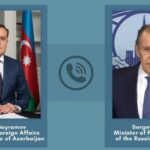 Azərbaycan Respublikası Xarici İşlər naziri Ceyhun Bayramov ilə Rusiya Federasiyasının Xarici İşlər naziri Sergey Lavrov