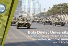 Bakı Dövlət Universiteti Silahlı Qüvvələrə Yardım Fonduna ümumilikdə 473 min 656 manat vəsait köçürüb Bakı Dövlət Universiteti Silahlı Qüvvələrə Yardım Fonduna ümumilikdə 473 min 656 manat vəsait köçürüb