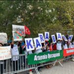 BMT-nin binası qarşısında Gəncə hadisələri ilə bağlı aksiya