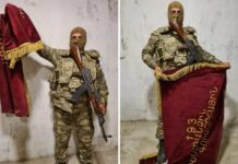 Ermənistanın ələ keçirilmiş döyüş bayraqlarının görüntüləri Ermənistanın ələ keçirilmiş döyüş bayraqları