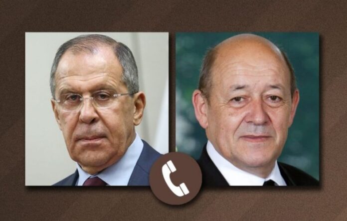 Rusiyanın Xarici İşlər naziri Sergey Lavrov ilə Fransanın Avropa və Xarici İşlər naziri Jan-İv le Drian