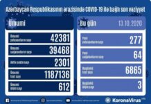 Azərbaycanda koronavirus infeksiyasına 277 yoluxma faktı qeydə alınıb, daha 64 nəfər sağalıb COVID-19