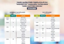 Teledərslərin oktyabrın 27-nə olan cədvəli Teledərslərin oktyabrın 27-nə olan cədvəli