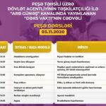 Peşə təhsili üzrə “Dərs vaxtı” proqramının noyabrın 3-nə olan cədvəli