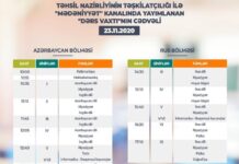 Teledərslərin noyabrın 23-nə olan cədvəli Teledərslərin noyabrın 23-nə olan cədvəli