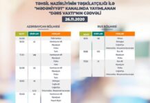 Teledərslərin noyabrın 26-na olan cədvəli Teledərslərin noyabrın 26-na olan cədvəli