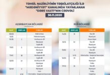 Teledərslərin noyabrın 30-na olan cədvəli Teledərslərin noyabrın 30-na olan cədvəli