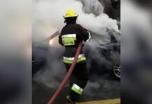 Bakıda avtomobil yanıb avtomobil