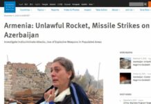 “Human Rights Watch” Ermənistanın Azərbaycanın dinc sakinlərinə və mülki obyektlərinə raket hücumlarına dair hesabat yayıb “Human Rights Watch” Ermənistanın Azərbaycanın dinc sakinlərinə və mülki obyektlərinə raket hücumlarına dair hesabat yayıb