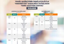 Teledərslərin dekabrın 10-na olan cədvəli Teledərslərin dekabrın 10-na olan cədvəli