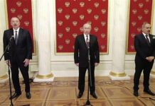 Rusiya Prezidenti, Azərbaycan Prezidenti və Ermənistanın baş naziri mətbuata bəyanatla çıxış ediblər Rusiya Prezidenti, Azərbaycan Prezidenti və Ermənistanın baş naziri mətbuata bəyanatla çıxış ediblər