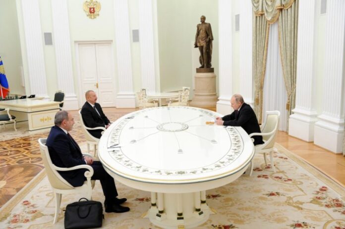 Moskvada Rusiya Prezidenti Vladimir Putin, Azərbaycan Prezidenti İlham Əliyev və Ermənistanın baş naziri Nikol Paşinyan arasında üçtərəfli görüş keçirilir