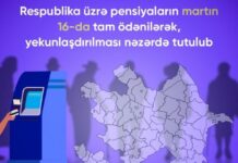 Respublika üzrə pensiyalar martın 16-da tam ödəniləcək pensiya
