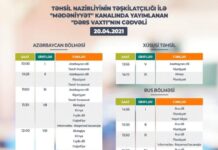 Teledərslərin bu günə olan cədvəli Teledərs cədvəli