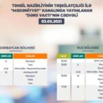 Teledərslərin mayın 3-nə olan cədvəli açıqlanıb