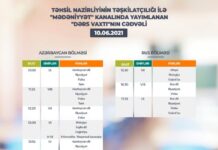Teledərslərin iyunun 10-na olan cədvəli