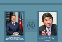 Azərbaycan və Yaponiyanın xarici işlər nazirləri arasında telefon danışığı olub Azərbaycan Respublikası xarici işlər naziri Ceyhun Bayramov və Yaponiyanın xarici işlər naziri Motegi Toshimitsu