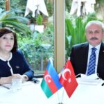 Milli Məclisin sədri Sahibə Qafarova və Türkiyə Böyük Millət Məclisinin (TBMM) sədri Mustafa Şentop