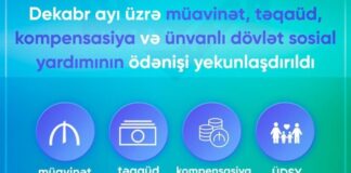Dekabr ayı üzrə bütün sosial ödənişlər