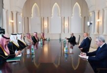 Prezident İlham Əliyev Səudiyyə Ərəbistanının energetika nazirinin başçılıq etdiyi nümayəndə heyətini qəbul edib Azərbaycan Respublikasının Prezidenti İlham Əliyev yanvarın 13-də Səudiyyə Ərəbistanı Krallığının energetika naziri, şahzadə Əbdül Əziz bin Salman Əl-Səudun başçılıq etdiyi nümayəndə heyətini qəbul edib