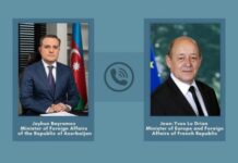 Jan-İv Lö Drian: Fransa Azərbaycan və Ermənistan arasında münasibətlərin normallaşdırılması səylərini dəstəkləyir Azərbaycan Respublikasının xarici işlər naziri Ceyhun Bayramov və Fransa Respublikasının Avropa və xarici işlər naziri Jan İv Lö Drian