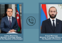 Azərbaycan xarici işlər naziri Ceyhun Bayramov və Ermənistan xarici işlər naziri Ararat Mirzoyan