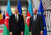 Prezident İlham Əliyevin Avropa İttifaqı Şurasının Prezidenti Şarl Mişel ilə təkbətək görüşü olub Azərbaycan Respublikasının Prezidenti İlham Əliyev və Avropa İttifaqı Şurasının Prezidenti Şarl Mişel