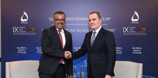 Azərbaycan Respublikasının xarici işlər naziri Ceyhun Bayramov, 9-cu Bakı Qlobal Forumunda iştirakı çərçivəsində Ümumdünya Səhiyyə Təşkilatının (ÜST) baş direktoru Tedros Qebreyesus ilə görüşüb