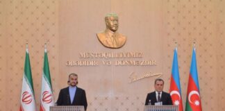 İranın xarici işlər naziri Hüseyn Əmir-Abdullahian və Azərbaycan Respubikasının xarici işlər naziri Ceyhun Bayramov
