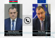 Azərbaycanın xarici işlər naziri Ceyhun Bayramov ilə Avropa İttifaqının Cənubi Qafqaz üzrə xüsusi nümayəndəsi Toivo Klaar arasında telefon danışığı baş tutub