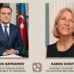 Azərbaycan Respublikası xarici işlər naziri Ceyhun Bayramov ilə Amerika Birləşmiş Ştatları dövlət katibinin Avropa və Avrasiya məsələləri üzrə köməkçisi Karen Donfrid arasında telefon danışığı baş tutub