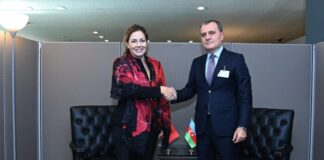 Albaniyanın Avropa və xarici işlər naziri Olta Xaçka Nyu Yorkda BMT Baş Assambleyasının 77-ci sessiyasının yüksək səviyyəli həftəsi çərçivəsində ölkəmizin xarici işlər naziri Ceyhun Bayramovla görüşü