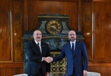 Praqada Prezident İlham Əliyevin Avropa İttifaqı Şurasının Prezidenti ilə görüşü keçirilib Azərbaycan Respublikasının Prezidenti İlham Əliyev və Avropa İttifaqı Şurasının Prezidenti Şarl Mişel