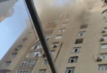 Bakıda çoxmərtəbəli yaşayış binasında baş verən yanğın söndürülüb yanğın