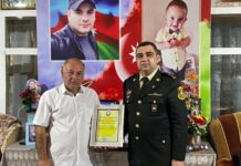 Müəllimlər Günü münasibətilə Vətən müharibəsi şəhidinin müəllim ailəsi ziyarət olunub