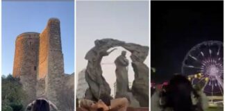 Bakıda gənc qızlar Güney Azərbaycandakı etirazçılara dəstək fləşmobu keçirib
