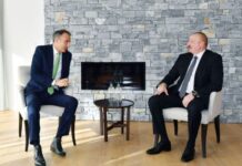 Azərbaycan Respublikasının Prezidenti İlham Əliyevin Davosda BP Qrupunun baş icraçı direktoru Bernard Luni ilə görüşü